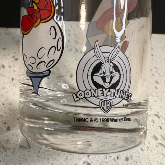 Vintage 1998 WARNER BROS Smuckers x Looney Tunes Colab Tweety Bird Golf Glass - Picture 5 of 11